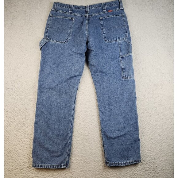 Wrangler Fleece Lined Carpenter Jeans Men's 36x32 Relaxed Blue Denim Workwear - Picture 2 of 14